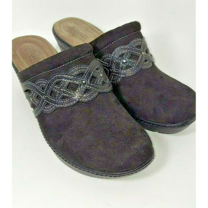 Croft & Barrow Ortholite Dame Black Suede Women's Mules Shoes Size 7.5 Cushioned